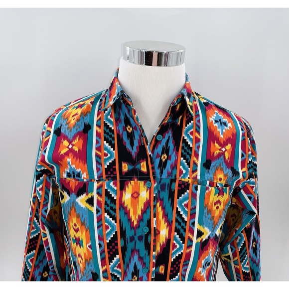 WRANGLER Women's Western Vintage Shirt Aztec Native American Authentic Sz L - Picture 2 of 7
